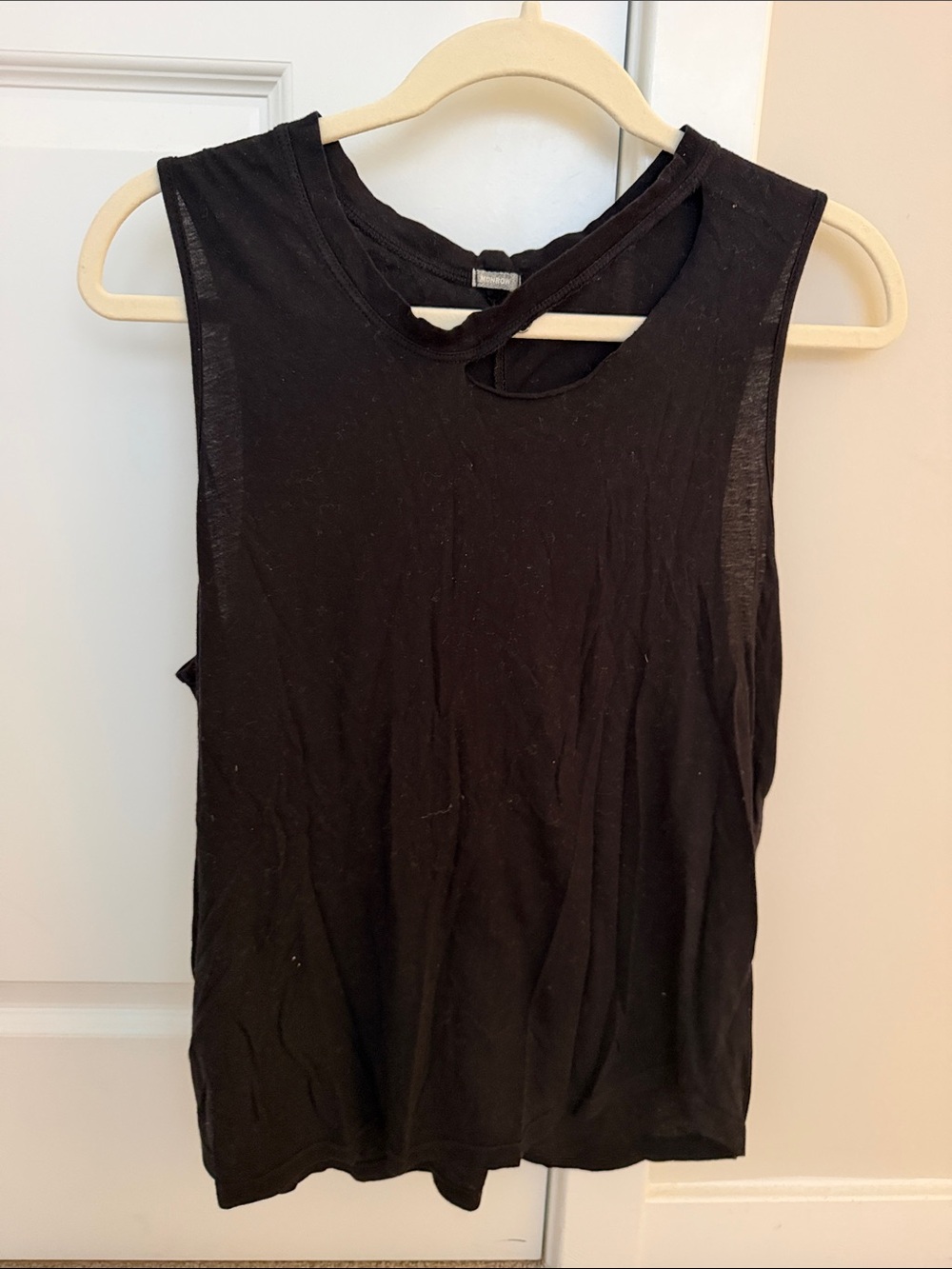 MONROW Black Sleeveless Distressed Tank Top - Womens